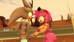 1boy 1girls 3d alternate_breast_size amy_rose animated big_breasts big_penis breasts conversation cum cumshot desert female green_eyes handjob hetero huge_cock jstrike large_penis male male/female masturbation mobian_(species) no_sound penis pink_hair silver_the_hedgehog sonic_(series) sonic_the_hedgehog_(series) tagme video