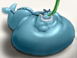 eeveelution fat feral feral_only fins force_feeding forced forced_feeding game_freak gen_1_pokemon hose hose_in_mouth hose_inflation hyper_belly hyper_inflation inflation liquid liquid_inflation morbidly_obese morbidly_obese_feral nintendo obese pokemon pokemon_(species) vaporeon