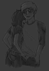 alien_girl dave_strider erection erection_under_clothes homestuck rubbing_penis straight terezi_pyrope through_clothes