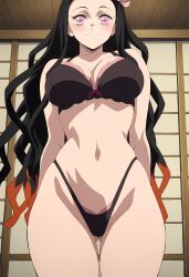 ai_generated arisato_yu big_breasts bra demon_slayer kamado_nezuko lingerie panties