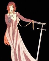 chappell_roan christian_cross dress female lesbian orange_hair solo_female sword tagme