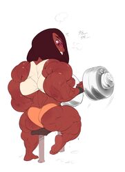 ass bulumble-bee connie_maheswaran dark_skin dumbbell exercise extreme_muscles feet female hyper_muscle muscular_female steven_universe sweat sweating_profusely thick_thighs weightlifting