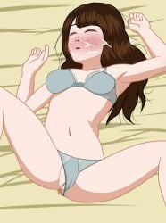 aida_rikako breast_grab cum cumshot fingering laying_down laying_on_bed lingerie love_live! love_live!_sunshine!! naked naked_female penis pussy_juice seiyuu sleep_molestation sleeping spread_legs