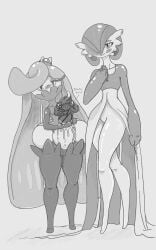 alcremie artist_pheroviran game_freak gardevoir legs male_human/female_pokemon monochrome nintendo pokemon pokephilia tagme tsareena