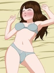 aida_rikako laying_down laying_on_bed lingerie love_live! love_live!_sunshine!! naked naked_female seiyuu sleep_molestation sleeping