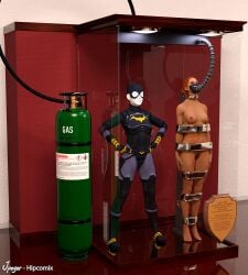 1girls 3d barbara_gordon batgirl bondage completely_nude completely_nude_female dc_comics gotham_knights mannequin nude nude_female orange_hair thejpeger trophy_case