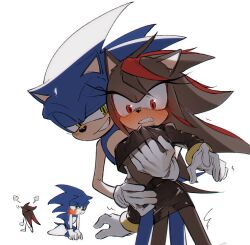1boy 1girls anger_vein angry breasts dubious_consent eulipotyphlan eyelashes female genderswap_(mtf) green_eyes groping groping_breasts half-closed_eyes hands_under_clothes lidded_eyes male pervert pervert_male red_eyes rule_63 satosi_peter sexual_harassment shade_the_hedgehog shaking shocked slap smug sonic_(series) sonic_the_hedgehog sonic_the_hedgehog_(series) surprised tomboy white_background