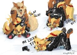 absurd_res anthro arcanine bondage canid canine duo furry hi_res hypnosis latex lock male male/male mind_control pawpads paws petplay pokemon pokemon_(species) puppyplay roleplay sanynebeystoll sex tongue tongue_out