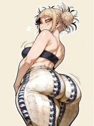 ai_generated bare_thighs big_ass big_breasts big_butt blonde_hair boku_no_hero_academia fat_ass forbidden_pants gigantic_ass hairbow himiko_toga huge_breasts huge_thighs large_breasts light-skinned_female light_skin looking_back low-angle_view massive_ass my_hero_academia oatmealdood shounen_jump smiling solo_female squatting sweat sweatdrop thick_body thick_female thick_thighs thighs topless twintails voluptuous voluptuous_female yellow_eyes