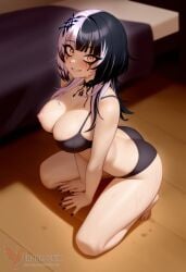 1girls 2d ai_generated ass barefeet big_ass big_breasts breasts erophoenix feet female female_focus full_body hololive hololive_advent hololive_english hololive_english_-advent- looking_at_viewer looking_back makeup makeup_running nude pale_skinned_female patreon_username shiori_novella smile soles solo solo_female sweat thick thick_thighs toes uncensored vtuber