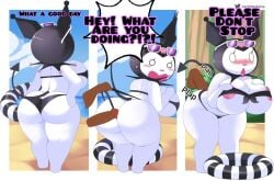 1boy 1female1male 1girls aerth ass bikini black_bikini bubble_butt disembodied_penis female kuromi lonelykingm male onegai_my_melody penis pusab_font tagme unseen_male_face