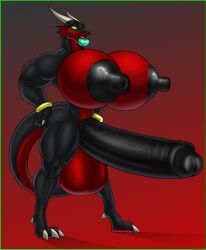 1futa adoptable anthro ass big_ass black_body bracelet breasts claws dragon furry futa_only futanari glowing_eyes gwyneth_(tom18) horn huge_balls huge_breasts huge_cock hyper hyper_balls hyper_breasts hyper_nipples hyper_penis muscular_futa nipples nolollygagging nude original original_character red_body scalie solo tail thick_lips thick_thighs