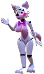 2019 3d absurd_res animatronic anthro bow breasts canid canine canis digital_media_(artwork) female female_only five_nights_at_freddy's five_nights_at_freddy's:_sister_location fox funtime_foxy_(fnaf) funtime_foxy_(fnafsl) hi_res looking_at_viewer machine mammal nipples nude open_mouth pussy robot scottgames sister_location smile solo thebunwiththescarf video_games white_background