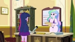 2d big_breasts bikini breasts dyed_hair equestria_girls female friendship_is_magic front_view hasbro human humanized large_breasts long_hair mature_female mature_woman multicolored_hair my_little_pony office outdoor_nudity panties partially_clothed princess_celestia_(mlp) principal principal_celestia purple_eyes solo_female thick_thighs thighs underwear voluptuous_female white_skin white_skinned_female