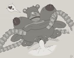 big_breasts bodily_fluids breasts breath_of_the_wild cyanu duo female female_focus grey_background guardian_(tloz) guardian_stalker heart_symbol huge_breasts human larger_female leaking_breasts looking_at_viewer machine male male/female mammal motion_lines nintendo penetration pussy robot simple_background size_difference solo_focus tears tears_of_pleasure the_legend_of_zelda vaginal_penetration