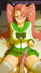 1girls 2025 ai_generated artist_name blush clothes_lift cock cum dick electroworld erection female hi_res high_quality high_resolution highres highschool_of_the_dead long_hair no_panties patreon patreon_username penis pillow saya_takagi school_uniform serafuku skirt skirt_lift stable_diffusion sweat thighhighs twintails uncensored watermark