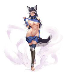 1girls animal_ears azto_dio breasts bunny_and_fox_world cryska cryska_wintergaze nipples pussy tail thighhighs uncensored undressing wolf_ears wolf_tail