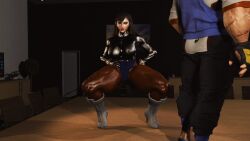 1boy 1girls 3d 3d_model 3d_render abs alternate_hairstyle athletic athletic_female boots brickhouse capcom chrome chun-li chun-li_(battle_ouffit_sfv) cuffs cybernetics female glowing_eyes interracial justfrog-entertainment long_hair luke_sullivan male male/female metallic_body muscular muscular_female muscular_legs muscular_male nanomachines pale-skinned_female pale_skin pantyhose penis squat squatting squatting_position street_fighter street_fighter_v tagme thick_thighs thighs thunder_thighs thunderthighs toned toned_body toned_female veins veiny veiny_penis virt-a-mate virtamate