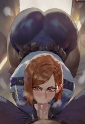 ai_assisted ai_generated blush brown brown_eyes brown_hair clothed_sex curvy deepthroat eye_contact faceless_male fellatio female huge huge_ass itadori_yuuji jujutsu_kaisen kugisaki_nobara light-skinned_female light-skinned_male male oral police_uniform policewoman shexyo voluptuous
