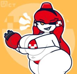 1girls :d ass breasts female_only huge_ass huge_breasts long_hair mimi_sentry mini_sentry navel octotron2000 orange_eyes plump red_hair robot self_upload sharp_teeth skindentation smug solo solo_female team_fortress_2 thick_thighs valve wide_hips