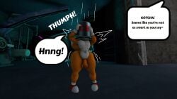 100acrew 1boy 1male 2025 3d 3d_(artwork) 3d_model anthro ass balls big_ass big_butt black_eyes blue_body bucket building chum_bucket chum_bucket_bucket_helmet dialogue effects facility femboy floating floating_object gloves grabbing grabbing_objec head_stuck hedgehog helmet inside_building male metal_bucket miles_tails_prower mobian mobian_(species) panicking penis sega sfm small_balls small_penis solo sonic_(series) sonic_the_hedgehog_(series) sound_effects source_filmmaker speech_bubble spongebob_reference standing stuck tails tails_the_fox text_bubble wide_ass wide_hips wide_thighs