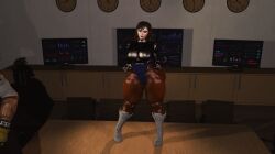 1boy 1girls 3d 3d_model 3d_render abs alternate_hairstyle athletic athletic_female boots brickhouse capcom chrome chun-li chun-li_(battle_ouffit_sfv) cuffs cybernetics female glowing_eyes interracial justfrog-entertainment light-skinned_female light_skin long_hair luke_sullivan male male/female metallic_body muscular muscular_female muscular_legs muscular_male nanomachines pale-skinned_female pale_skin pantyhose penis street_fighter street_fighter_v tagme thick_thighs thighs thunder_thighs thunderthighs toned toned_body toned_female veins veiny veiny_penis virt-a-mate virtamate