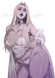 1girls armpits ass bare_shoulders bent_over big_ass big_breasts blonde_female blonde_hair breasts camtheartguy choker collarbone earrings emma_frost eyelashes female female_focus female_only front_view hand_on_hip hand_on_leg hips hoop_earrings hoop_earrings_oversized huge_breasts large_breasts legs legs_together light-skinned_female light_skin lipstick long_hair looking_at_viewer looking_down marvel mature mature_female milf panties plain_background pulling_clothing purple_lipstick shaved shaved_armpits simple_background slightly_chubby slightly_chubby_female slightly_open_mouth solo solo_female solo_focus standing teeth thick_legs thick_lips thick_thighs thighs upper_teeth very_long_hair viewed_from_front white_background white_choker white_clothing white_nails white_panties wide_hips wristwear x-men