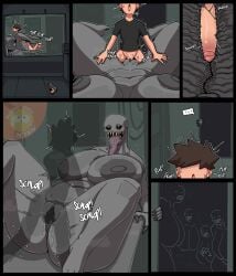 black_sclera bottomless_male female grey_body gun huge_breasts human human_on_humanoid imminent_gangbang internal_view kuerno larger_female long_tongue male monster monster_girl nightmare_waifu nude nude_female penis pussy_juice regenerador resident_evil resident_evil_4 sex sharp_teeth size_difference smaller_male sweat trembling vaginal_penetration x-ray