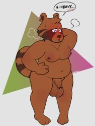 absurd_res anthro balls canid canine flaccid hi_res lenny_(artist) male male_only mammal nipples overweight overweight_male penis raccoon_dog slightly_chubby solo tanuki