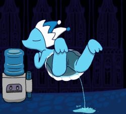 aliasing biped blue_body blue_bottomwear blue_clothing blue_hat blue_headwear blue_skirt bodily_fluids bottomwear closed_eyes clothed clothing darkner deltarune deltarune_chapter_4 digital_media_(artwork) dress elemental_creature feet female fogspot fool's_hat foot_focus genital_fluids genitals hat headgear headwear innie_vulva miss_mizzle_(deltarune) mizzle_(deltarune) peeing peeing_on_ground pussy shaded skirt solo undertale_(series) unusual_bodily_fluids unusual_genital_fluids unusual_urine upskirt urine urine_on_ground urine_stream vulva water water_creature watersports
