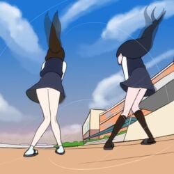 black_hair brown_hair kieaker lia_(kieaker) sera_(kieaker) white_underwear