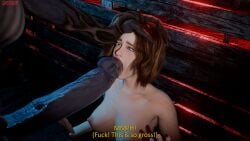 1boy 1girls 3d 3d_(artwork) 3d_render blender blender_(artwork) blender_(software) blender_cycles blowjob demogorgon disgusted dubious_consent english english_dialogue english_text fellatio grossed_out hand_on_head hand_on_head_blowjob imminent_deepthroat imminent_fellatio imminent_oral lesbian_gets_dicked lesbian_with_male monster monster_cock oofoe oral orange_hair orientation_play robin_buckley self_upload stranger_things subtitled
