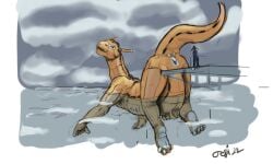 2022 ambiguous_species animate_inanimate anthro anus ass cloud colored dated dragon duo extreme_size_difference feet feral gaping gaping_anus genitals guide_lines hand_symbol horn imminent_anal_vore imminent_vore inflatable intuitive_design jeri_kleinlowe living_inflatable long_tail looking_at_another looking_back macro male male_feral micro micro_anthro mythological_creature mythological_scalie mythology nude nude_feral nude_male orange_body outside overcast penis perineum presenting presenting_hindquarters propeller public public_nudity puffy_anus raised_tail scalie sea signature size_difference sky standing swimming tail unusual_anatomy unusual_genitalia unusual_penis water white_anus