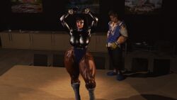 1boy 1girls 3d 3d_model 3d_render abs alternate_hairstyle athletic athletic_female boots brickhouse capcom chrome chun-li chun-li_(battle_ouffit_sfv) cuffs cybernetics female glowing_eyes interracial justfrog-entertainment long_hair luke_sullivan male male/female metallic_body muscular muscular_female muscular_legs muscular_male nanomachines pale-skinned_female pale_skin pantyhose penis street_fighter street_fighter_v tagme thick_thighs thighs thunder_thighs thunderthighs toned toned_body toned_female veins veiny veiny_penis virt-a-mate virtamate