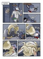 7_panel_comic anthro anthro_on_anthro antlers apode blue_eyes border bottomwear clothing coat coiling_another collar cum_creature deer dominant dominant_anthro dominant_male dr._sperm draconcopode duo eyeless eyewear eyewear_on_head forced french_kissing goggles goggles_on_head goo_creature goo_transformation grey_background hacony hi_res horn jaiy kissing lab_coat latex latex_transformation legless lying male male/male male_anthro male_on_bottom male_on_top mammal medical mid_transformation naga on_back on_bottom on_top open_mouth pants prehensile_tail scientist serpentine shirt simple_background sperm_naga standing submissive submissive_anthro submissive_male tail tongue tongue_out topwear transformation transformation_through_kiss translucent translucent_body white_border