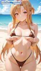 1girls 2026 ai_assisted ai_generated anime asuna_(sao) beach bikini blue_sky boobs breasts bust cloud hi_res high_quality high_resolution highres long_hair looking_at_viewer navel outdoors patreon patreon_username sand shore sky skypassion smile solo stable_diffusion swimsuit sword_art_online sword_art_online:_alicization tits water watermark yuuki_asuna