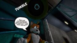 100acrew 1boy 1male 2025 3d 3d_(artwork) 3d_model anthro ass big_ass big_butt black_eyes blue_body bucket building chum_bucket chum_bucket_bucket_helmet dialogue effects facility femboy floating floating_object hedgehog helmet inside_building metal_bucket miles_tails_prower mobian mobian_(species) running sega sfm small_balls small_penis solo sonic_(series) sound_effects source_filmmaker speech_bubble spongebob_squarepants tails tails_the_fox text_bubble wide_ass wide_hips wide_thighs