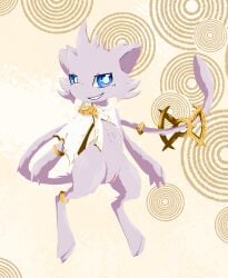 2025 3_toes 4_fingers absurd_res accessory blue_eyes bottomless cel_shading cloak clothed clothing fan_character feet female fingers fur furgonomics generation_1_pokemon genitals gold_(metal) hi_res jewelry legendary_pokemon lineless looking_at_viewer mew_(pokemon) nintendo pink_body pink_fur pokemon pokemon_(species) ring scarf shaded shadowsoulful smile smiling_at_viewer solo tail tail_accessory tail_jewelry tail_ring toes tuft vulva