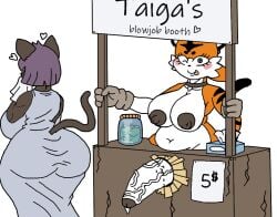 1futa 2-ban_(artist) 2d :p animal_ears anthro balls big_ass big_balls big_breasts big_penis blush brown_fur cat_ears cat_tail chubby dress dripping_cum erect_penis feline feline_humanoid furry futanari gloves heart_symbol intersex jar money_jar naked naked_futa oc orange_fur price purple_hair tagme taiga_stripes_(2-ban) text tiger tiger_ears tiger_girl tiger_print tiger_tail