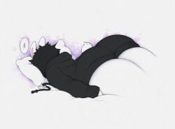 2019 anthro ass bed bed_sheet bedding big_ass big_butt black_clothing black_hair black_hoodie black_topwear bottomless clothed clothing clothing_cord colored curvy_figure digital_media_(artwork) face_in_pillow female femmy_(smokyjai) freckled_butt freckles fur furniture hair hi_res hoodie hoodie_only lagomorph leporid lying mammal messy_hair monotone_body monotone_fur monotone_hair monotone_tail on_bed on_front oversized_clothing oversized_hoodie oversized_topwear pear-shaped_figure pillow pink_inner_ear portrait rabbit rear_view scut_tail shaded short_hair short_tail simple_background smokyjai smutbunny solo speech_bubble tail thick_thighs three-quarter_portrait three-quarter_view tired topwear topwear_only white_background white_body white_ears white_fur white_tail wide_hips