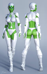 3d ass aya_(green_lantern) back_view big_ass big_breasts blue_eyes blue_pupils blue_sclera boots breasts busty curvaceous curvy dc dc_comics erect_nipples erect_nipples_under_clothes eyeshadow from_behind front_view gloves green_lantern green_lantern:_the_animated_series green_lantern_(series) green_lips green_skin headwear high_heel_boots impossible_clothes large_breasts leather_boots makeup mascara midriff nipple_bulge nipples panties pauldrons robot_girl shirt signature standing stomach thick_ass thigh_boots thigh_high_boots thighhigh_boots thighhighs thighs tiangtam voluptuous walking white_gloves white_headwear white_panties white_shirt white_thighhighs