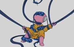 1boy antennae_(anatomy) choking coiling feminine_male five_pebbles_(rain_world) forced goo held_down holding_object iterator_(rain_world) looking_up male male_focus male_only pink_body questionable_consent rain_world rape robe robot robot_boy robot_humanoid sitting sitting_down strangling sweatdrop tentacle tentacle_on_male tentacle_rape tentacle_sex torn_clothes torn_clothing twink wrapped