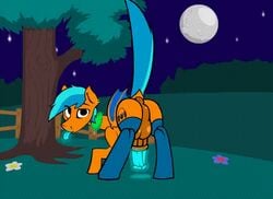 animated anus ass_shake back_view balls earth_pony feral horse looking_at_viewer looking_back male male_oc male_only my_little_pony oc pony solo_male solo_oc stallion tarantuloo