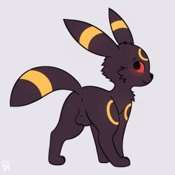 animal_genitalia anus ass backsack balls black_body black_fur blush deararkind eeveelution female feral fluffy fur generation_2_pokemon genitals hi_res male nintendo paws pinup pokemon pokemon_(species) pose rear_view red_eyes sheath solo tail umbreon
