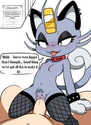 alolan_meowth claws dialogue dialogue_bubble dripping dripping_pussy dripping_wet fangs female_focus feral feral_female goth goth_girl meowth neeko_(yttriumi2f) nintendo pokemon pokemon_(species) speech_bubble stretched_pussy talking_to_viewer yttriumi2f