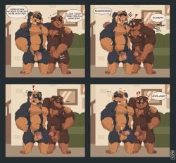 2025 absurd_res age_difference anthro anthro_on_anthro areola arm_around_shoulders balls bazart beard becoming_erect belly belly_overhang biceps big_balls big_muscles big_penis black_border body_hair border bulge canid canine canis chest_hair circumcised circumcision_scar claws comic covering covering_crotch covering_self dialogue domestic_dog duo ellipsis emanata embarrassed english_text erection exclusive eyebrows facial_hair father father_and_child father_and_son flaccid flustered four_frame_image fur genital_scar genitals glans hair hand_behind_head hand_on_shoulder happy_trail hi_res humanoid_genitalia humanoid_penis incest inside male male/male mammal mastiff molosser motion_lines multiple_scenes musclegut muscular muscular_anthro muscular_male navel nipples nude onomatopoeia open_mouth open_smile parent parent_and_child parent_and_son pecs penis plantigrade pubes rottweiler saggy_balls scar signature slap smile son sound_effects standing sweatdrop_(iconography) text thick_arms thick_thighs tuft uneven_balls vein wide_eyed