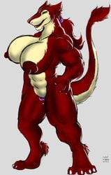 anthro big_breasts bigshow breasts female full-length_portrait hi_res huge_breasts kashmir muscular portrait sergal