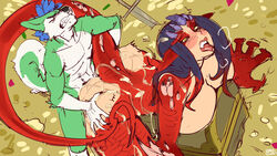 16:9 2019 ambiguous_penetration anthro ass canid canine digital_media_(artwork) domestic_dog dragon female furry husky kenno_arkkan male mammal mythological_creature mythological_scalie mythology neon_husky scalie sex straight treasure