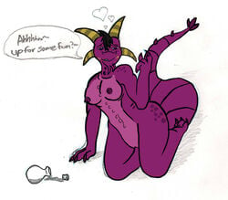 anthro bartok_the_magnificent breasts dialogue don_bluth dragon female isteltheblue ludmilla_(bartok) pussy solo