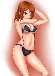 brown_hair cissnei crisis_core crisis_core_final_fantasy_vii female female_only final_fantasy final_fantasy_vii human red_eyes rokuichi solo straight_hair swimsuit undressing untied